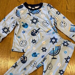 Kids Blue Hanukkah Matching Set Pajamas Size 2T